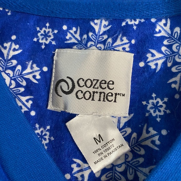 Cozee Corner 100% Cotton Shirt Snowflake V-Neck Long Sleeves Flannel Nightgown M - Picture 5 of 11